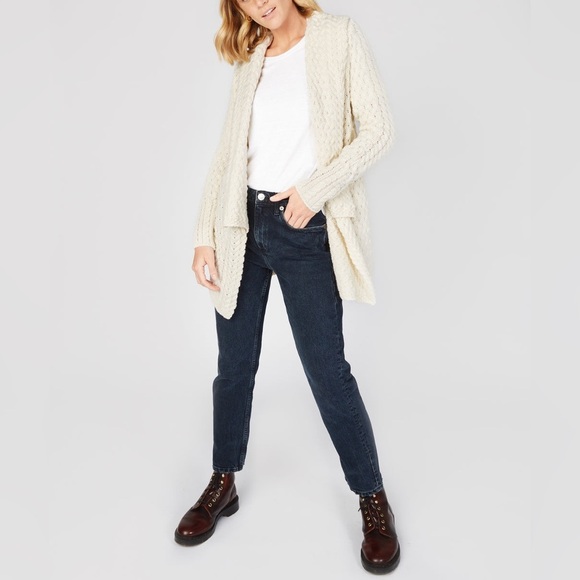 Irelandseye Glenross Waterfall Cardigan Natural Merino Wool Ireland Women’s Sz S - Picture 3 of 10